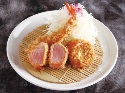 ヒレ・海老・コロッケ定食